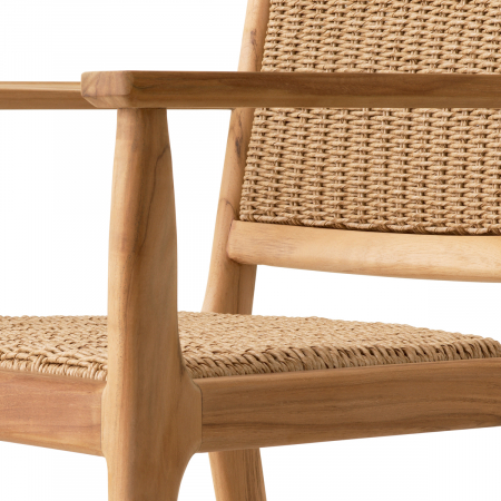 Scaun pentru exterior, Pivetti cu brat din lemn de tec natur, Dims: W. 61 | D. 54 | H. 84 | SD. 45.5 | SH. 46.5 | AH. 66.5  (CM) [5]