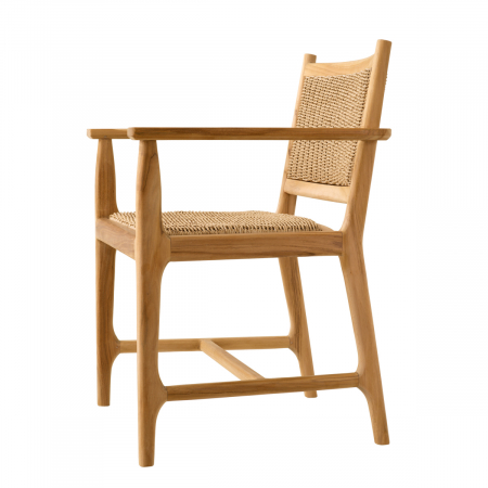 Scaun pentru exterior, Pivetti cu brat din lemn de tec natur, Dims: W. 61 | D. 54 | H. 84 | SD. 45.5 | SH. 46.5 | AH. 66.5  (CM) [3]