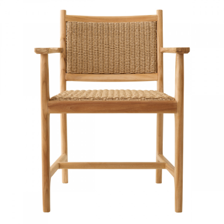 Scaun pentru exterior, Pivetti cu brat din lemn de tec natur, Dims: W. 61 | D. 54 | H. 84 | SD. 45.5 | SH. 46.5 | AH. 66.5  (CM) [2]