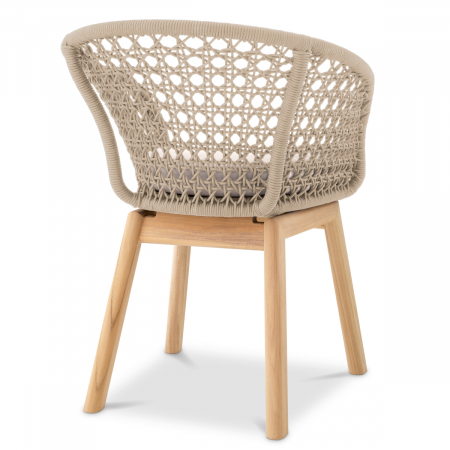 Scaun pentru exterior, Trinity crem, țesătură flores off-white, Dims: W. 64 | D. 60 | H. 78 | SD. 46.5 | SH. 51 | AH. 69  (CM) [3]