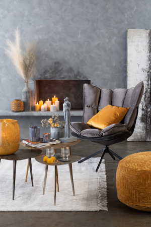 Fotolii - Scaun cu perna Relax, Metal/Textil, Gri, 78x73x92 cm