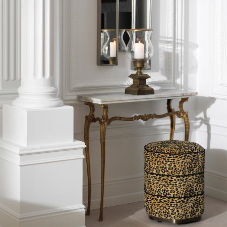 Scaune dining - Scaun Roosevelt cu finisaj bronz Bernard leopard camel |W. 46 | D. 43 | H. 54 cm