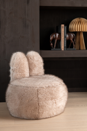 LIVING - Scaun Teddy, cu urechi de iepuras, lemn, taupe