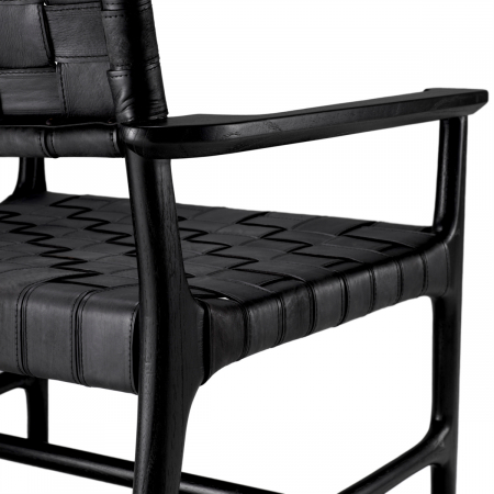 Scaun Tiberio, piele neagra, clasic, negru, Dimensiuni: W. 70 | D. 69.5 | H. 77 | SD. 57 | SW. 56.5 | SH. 40 | AH. 57   [4]