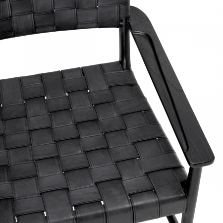 Scaun Tiberio, piele neagra, clasic, negru, Dimensiuni: W. 70 | D. 69.5 | H. 77 | SD. 57 | SW. 56.5 | SH. 40 | AH. 57   [5]