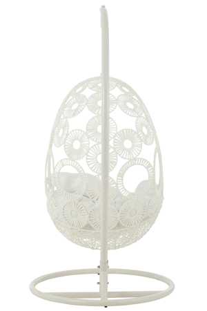 Scaune suspendat cu perne, Bula Metal/Stuf, Alb [4]