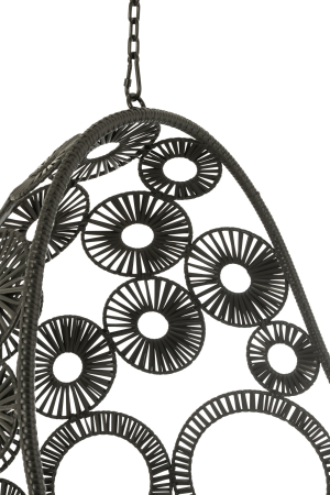 Scaune suspendat cu perne, Bula Metal/Stuf, Negru [5]