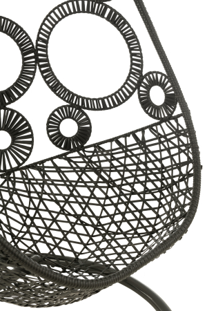 Scaune suspendat cu perne, Bula Metal/Stuf, Negru [6]