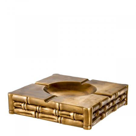 Accesorii - Scrumieră Bamboo, finisaj din alamă cu aspect vintage, Dims: L. 22.5 | W. 22.5 | H. 5.5  (CM)