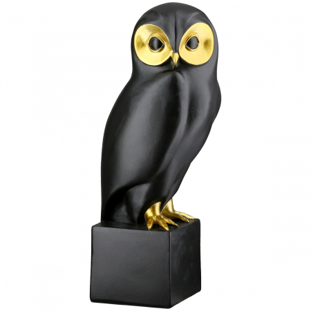 Sculptură, Bufniță, Rășină sintetică, negru, alb, PU 2, 2 asortate, L. 10 cm, l. 12 cm, H 27 cm [1]