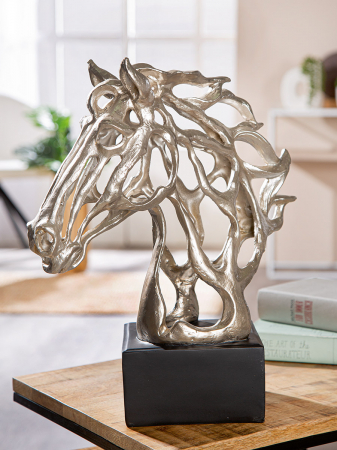 Sculptură, Cal, Cheval, Polirășină, argintiu, PU 1, L. 15 cm, L. 31 cm, H. 39,5 cm [4]
