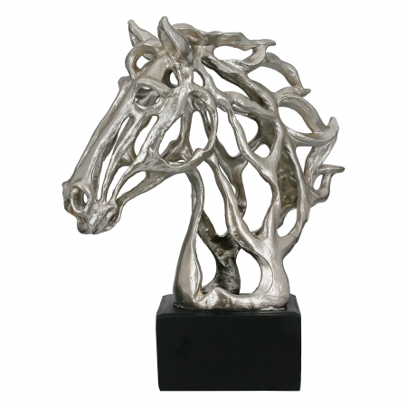 Sculptură, Cal, Cheval, Polirășină, argintiu, PU 1, L. 15 cm, L. 31 cm, H. 39,5 cm [3]