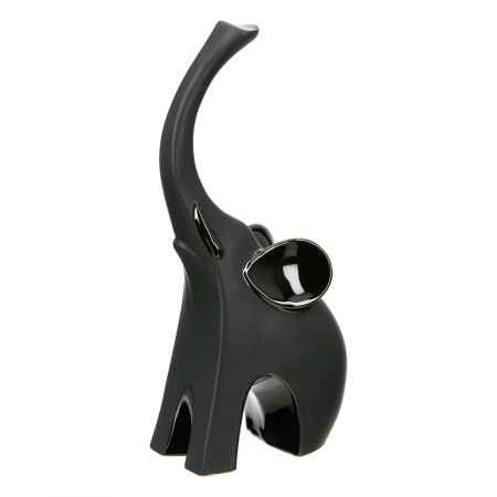 Sculptură, Elefant, Bully, Ceramica, negru, PU 4, 2 buc. asortate, L. 8 cm, L. 14 cm, H. 25 cm [1]