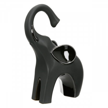 Sculptură, Elefant, Bully, Ceramica, negru, PU 4, 2 buc. asortate, L. 8 cm, L. 14 cm, H. 25 cm [2]
