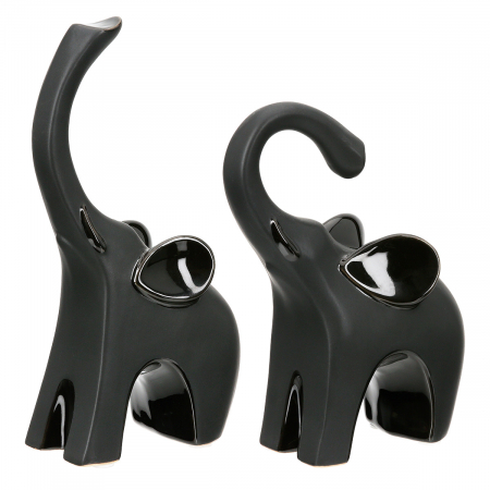 Sculptură, Elefant, Bully, Ceramica, negru, PU 6, 2 buc. asortate, L. 6 cm, L. 9 cm, H. 17 cm Animale - Sculptură, Elefant, Bully, Ceramica, negru, PU 6, 2 buc. asortate, L. 6 cm, L. 9 cm, H. 17 cm