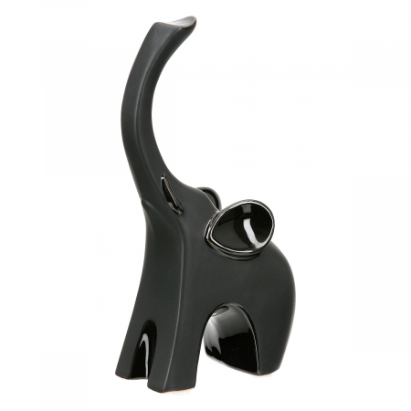 Sculptură, Elefant, Bully, Ceramica, negru, PU 6, 2 buc. asortate, L. 6 cm, L. 9 cm, H. 17 cm [1]