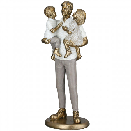 Sculptură, Familie, Rășină sintetică, auriu, PU 2, L. 8 cm, L. 11 cm, H 26 cm FIGURINE - Sculptură, Familie, Rășină sintetică, auriu, PU 2, L. 8 cm, L. 11 cm, H 26 cm