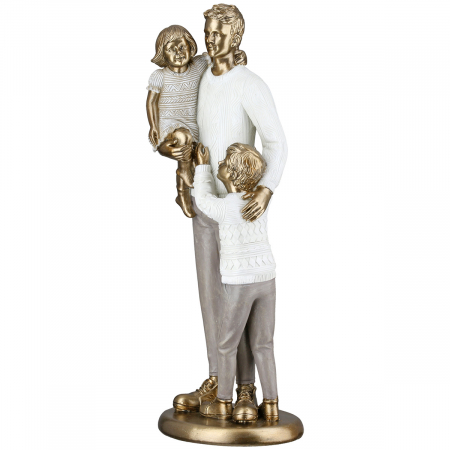 Sculptură, Familie, Rășină sintetică, auriu, PU 2, L. 8 cm, l. 9 cm, H 26 cm FIGURINE - Sculptură, Familie, Rășină sintetică, auriu, PU 2, L. 8 cm, l. 9 cm, H 26 cm