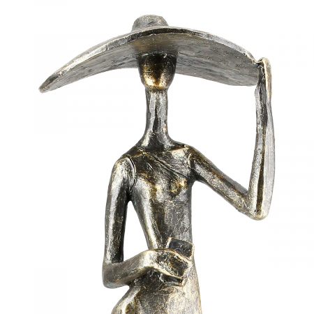 Sculptură, Femeie, Doamnă cu pălărie, Motiv pălărie, Polirășină, bronz, PU 1, L. 9 cm, L. 8,5 cm, H. 33 cm [3]