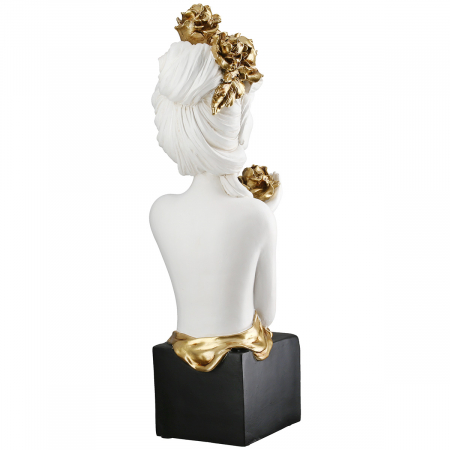 Sculptură, Femeie, Motiv trandafir, Rășină sintetică, alb, PU 1, L. 16 cm, L. 14 cm, H 42 cm [3]