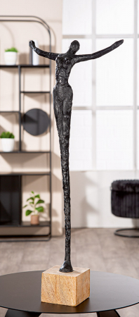 Sculptură, Freedom, Lemn de Mango, Polirășină, negru, ecru, PU 1, L. 10 cm, L. 29 cm, H. 70 cm SALE % - Sculptură, Freedom, Lemn de Mango, Polirășină, negru, ecru, PU 1, L. 10 cm, L. 29 cm, H. 70 cm