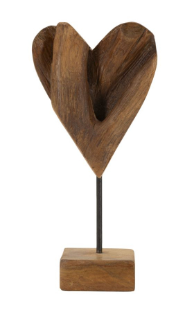 Sculptură, HEART din tec reciclat 15x10x35 cm (piesa unica) [3]