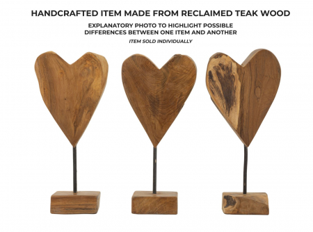 Sculptură, HEART din tec reciclat 15x10x35 cm (piesa unica) [7]