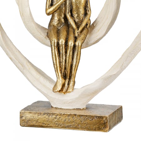 Sculptură, Inimă, Pasiune, Motiv cuplu, Poly, crem, auriu, PU 2, L. 7 cm, L. 24,5 cm, H. 25 cm [3]