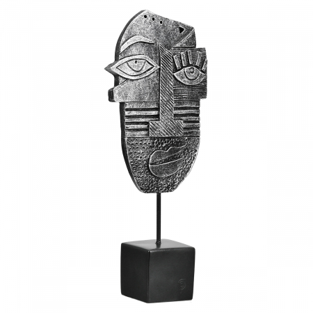 Sculptură, Lysis, Motivul feței, Polirășină, argintiu, PU 6, 2 buc. asortate, L. 4,5 cm, L. 9,5 cm, H. 24 cm [2]