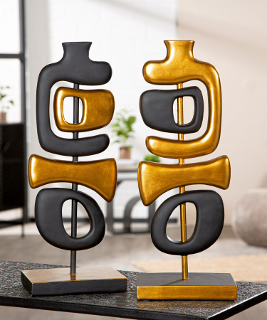 Sculptură, organică, rășină sintetică, neagră, PU 2, 2 asortate, L. 12 cm, l. 16 cm, H 41 cm [4]