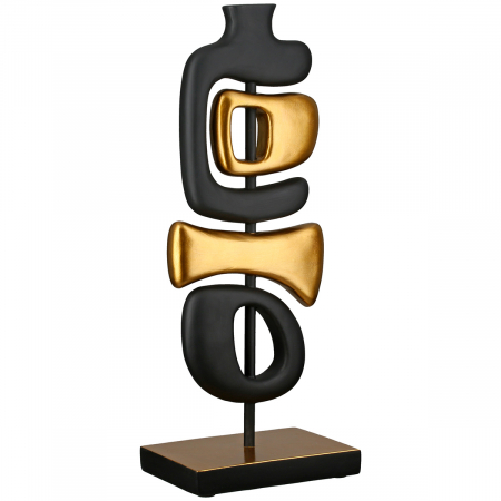 Sculptură, organică, rășină sintetică, neagră, PU 2, 2 asortate, L. 12 cm, l. 16 cm, H 41 cm [1]