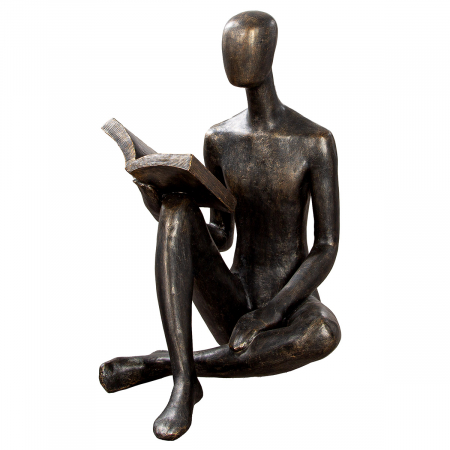 FIGURINE - Sculptură, Persoană, Lectură, Motiv carte, Polirășină, bronz, PU 1, L. 66 cm, L. 59 cm, H. 80 cm