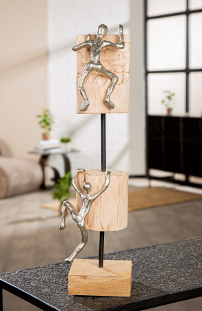 SALE % - Sculptură, Persoană, Lemn de mango, culori naturale, PU 1, L. 10 cm, L. 10 cm, H 45 cm