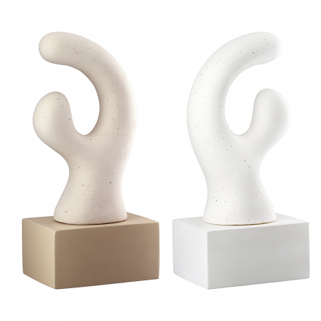 Modern - Sculptură, Prasero, punctat, Ceramica, gri, alb, PU 2, 2 buc. asortate, L. 9 cm, L. 12 cm, H. 26 cm