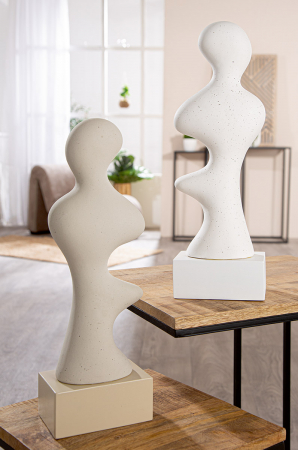 Sculptură, Prasero, punctat, Ceramica, gri, alb, PU 2, 2 buc. asortate, L. 9 cm, L. 14 cm, H. 42 cm [5]