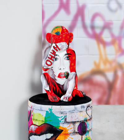 Street art - Sculptură rasina Monkey, multicolora