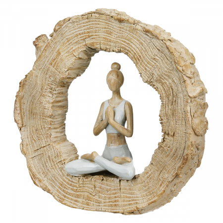 Tribal - Sculptură, rotundă, Padmasana, Motiv Yoga, Polirășină, ecru, PU 2, L. 4 cm, L. 19,5 cm, H. 18 cm