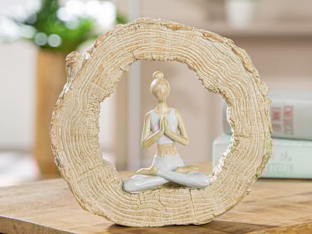 Sculptură, rotundă, Padmasana, Motiv Yoga, Polirășină, ecru, PU 2, L. 4 cm, L. 19,5 cm, H. 18 cm [4]