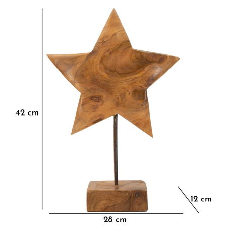 Sculptură stea din tec reciclat 28x12x42 cm (piesa unica) [10]
