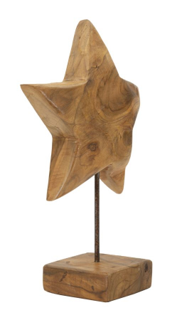 Sculptură stea din tec reciclat 28x12x42 cm (piesa unica) [1]