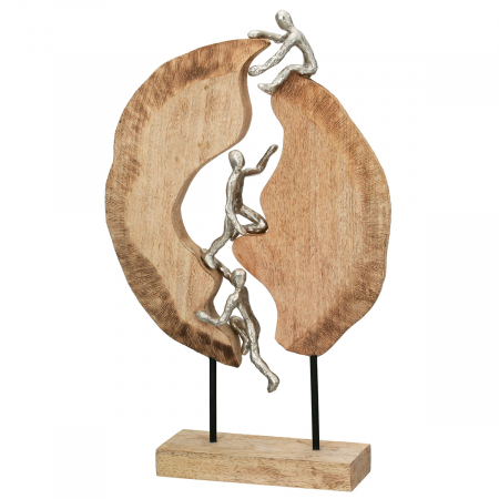 Sculptură, Up and out, Aluminiu, Lemn de mango, ecru, PU 1, L. 9 cm, L. 35 cm, H. 36 cm [1]
