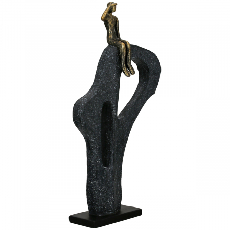 Sculptură, Vedere în depărtare, Motiv muntelui, alpinist, motiv bărbat, Polirășină, bronz, PU 1, L. 7,5 cm, L. 25 cm, H. 47 cm [1]