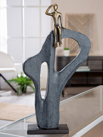 Sculptură, Vedere în depărtare, Motiv muntelui, alpinist, motiv bărbat, Polirășină, bronz, PU 1, L. 7,5 cm, L. 25 cm, H. 47 cm [4]