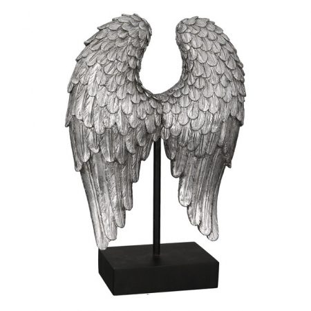 SALE % - Sculptură, WINGS, polirasina, argintiu cu sclipici, 8X21X30 cm