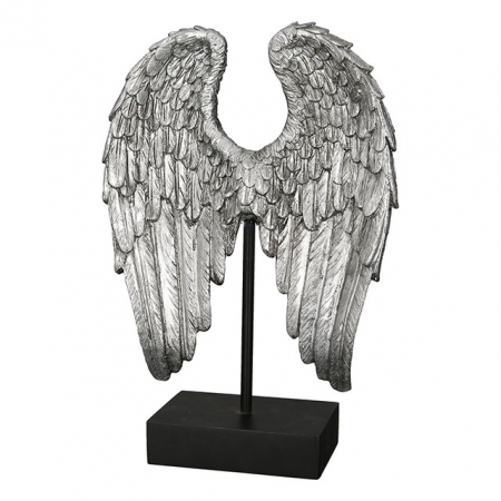 Sculptură, WINGS, polirasina, argintiu cu sclipici, 8X21X30 cm [5]