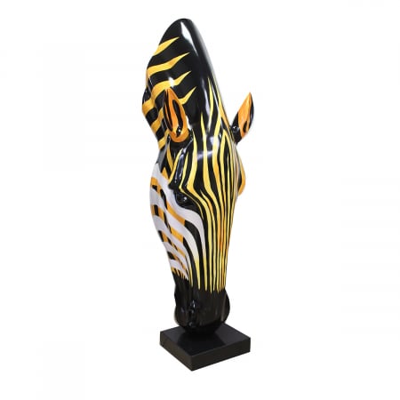 Sculptură, Zebră, Cap de Zebră, Marmură, Polirășină, negru, portocaliu, alb, PU 1, L. 17 cm, L. 19 cm, H. 50 cm [2]