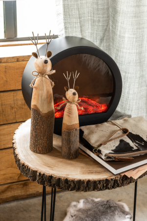 Seminee, focare si accesorii - Şemineu Rotund, Led, Negru