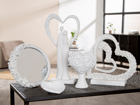 SALE % - Serie 30 buc., Inimă, Motiv floral, Rășină sintetică, alb, PU 1