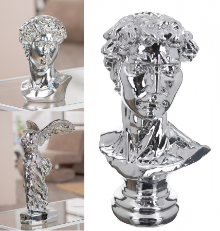 Serie 6 buc., Figurină, Capul lui David, Rășină sintetică, argintie, PU 1 SALE % - Serie 6 buc., Figurină, Capul lui David, Rășină sintetică, argintie, PU 1