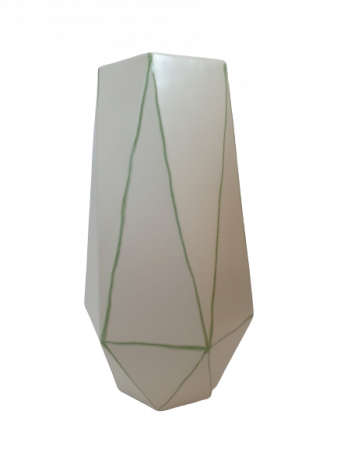 Set 1 lampa cu 1 vaza STRIPES, ceramica, alb/verde, 40/34 cm [2]